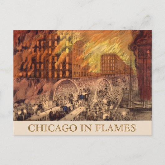 Vintage Great Chicago Illinois Fire Briefkaart (Voorkant)