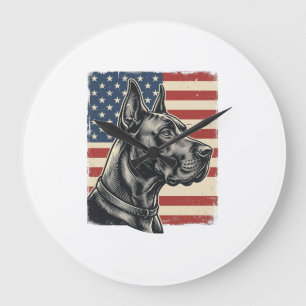 Vintage Great Dane Patriottische Vlag Vectorontwer Grote Klok