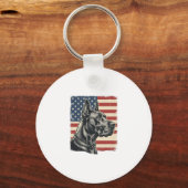 Vintage Great Dane Patriottische Vlag Vectorontwer Sleutelhanger (Voorkant)