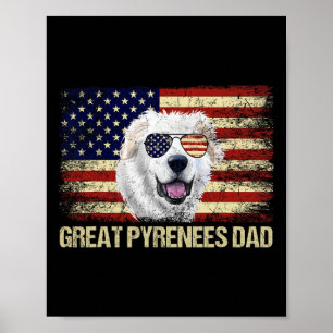 Vintage Great Pyrenees Vader Amerikaanse Vlag VS 4 Poster