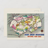 Vintage Great Smoky Mtns.-kaart Briefkaart (Voorkant / Achterkant)