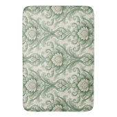 Vintage green botanical pattern badmat (Voorkant Verticaal)