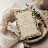 Vintage Green Botanical Wedding Kaart