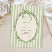 Vintage green elegant bow wedding  kaart