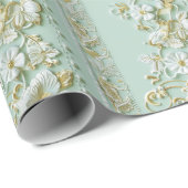 Vintage Green Floral Cadeaupapier (Rol Hoek)