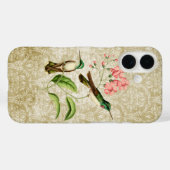 Vintage Green Hummingbird with Pink Flowers Case-Mate iPhone Case (Achterkant (horizontaal))