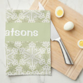 Vintage Green Lace Snowflake Theedoek (Quarter Fold)