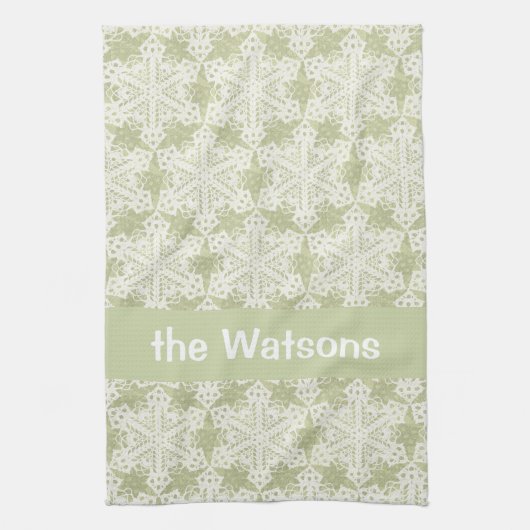 Vintage Green Lace Snowflake Theedoek (Verticaal)