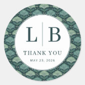 Vintage Green Leaf Motive Ronde Sticker (Voorkant)