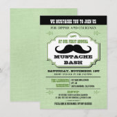 Vintage Green Mustache Bash Kaart (Voorkant / Achterkant)