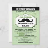 Vintage Green Mustache Bash Kaart (Voorkant)
