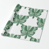 Vintage Green Ornate Botanical Pattern Wrapping Cadeaupapier (Uitgerold)