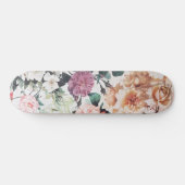 Vintage green pink yellow watercolor floral roses persoonlijk skateboard (Horizontaal)