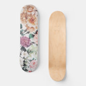 Vintage green pink yellow watercolor floral roses persoonlijk skateboard (Voorkant)