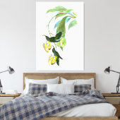 Vintage Green Sickle Bill Hummingbird Canvas Afdruk (Insitu (Slaapkamer))