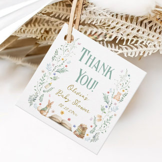 Vintage Green Story Book Baby Shower Thank You Bedankjes Labels