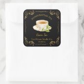 Vintage Green Tea Square Label (Tas)