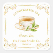Vintage Green Tea Square Label (Voorkant)