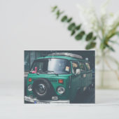 VINTAGE GREEN VAN POSTCARD BRIEFKAART (Staand voorkant)