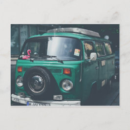 VINTAGE GREEN VAN POSTCARD BRIEFKAART