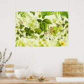 Vintage Greenery Botanische Waterverf van wilde bl Poster (Keuken)