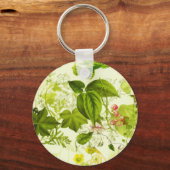 Vintage Greenery Botanische Waterverf van wilde bl Sleutelhanger (Voorkant)