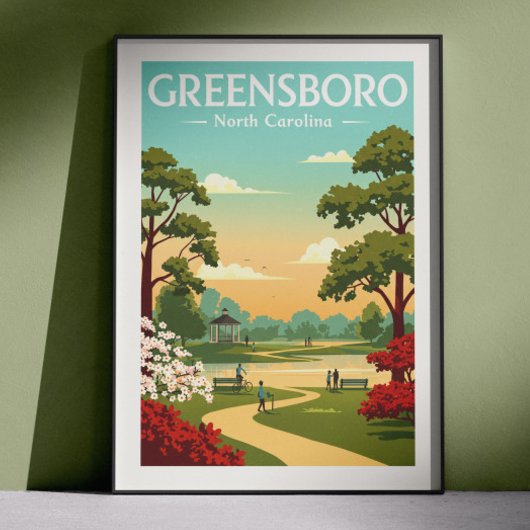 Vintage Greensboro North Carolina Poster