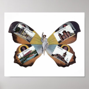 Vintage Greenville South Carolina Fairy Lady art Poster