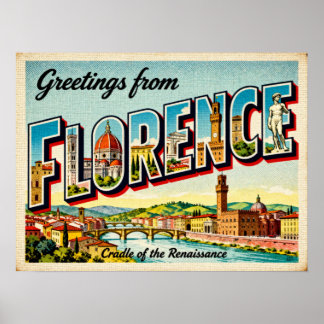 Vintage Greetings from Florence Poster