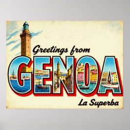 Vintage Greetings from Genoa Poster
