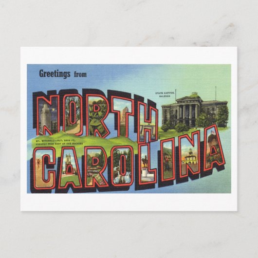 Vintage Greetings from North Carolina Briefkaart (Voorkant)