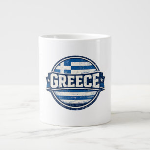 Vintage Griekse Vlag Badge Grote Koffiekop