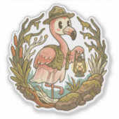 Vintage Griezelflamingo Moeras Design Sticker (Voorkant)