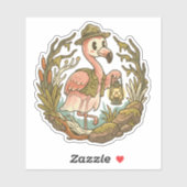 Vintage Griezelflamingo Moeras Design Sticker (Vel)