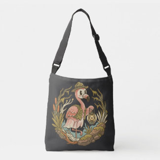 Vintage griezelige moerasflamingo ontwerp crossbody tas