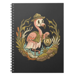 Vintage griezelige moerasflamingo ontwerp notitieboek