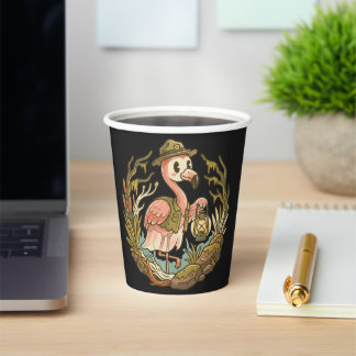 Vintage griezelige moerasflamingo ontwerp papieren bekers