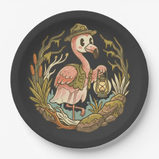 Vintage griezelige moerasflamingo ontwerp papieren bordje