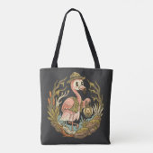Vintage griezelige moerasflamingo ontwerp tote bag (Achterkant)
