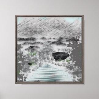 vintage grijze landschap canvas afdruk