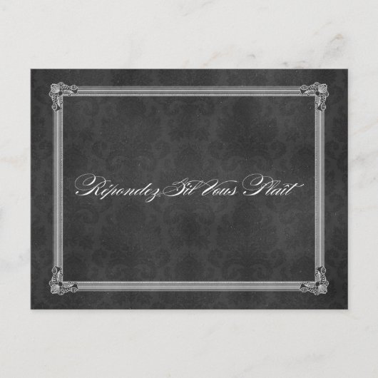 Vintage grijze Poster Stijl RSVP Briefkaarten (Voorkant)