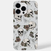 Vintage grijze schedels rozen Case-Mate iPhone case (Achterkant)