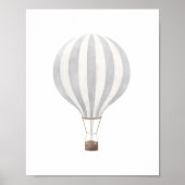 Vintage Grijze Waterverf Heet Lucht Ballon Poster (Voorkant)