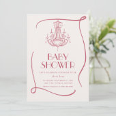 Vintage Griljige Roze Babyshower Uitnodiging (Staand voorkant)