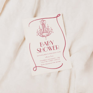 Vintage Griljige Roze Babyshower Uitnodiging
