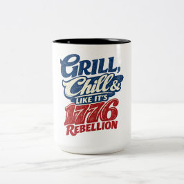 Vintage Grill Chill 1776 Rebellie Patriottisch Tweekleurige Koffiemok
