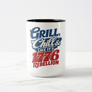 Vintage Grill Chill 1776 Rebellie Patriottisch Tweekleurige Koffiemok