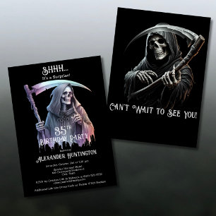 Vintage Grim Reaper Verjaardagsfeestje Surprise 35 Kaart