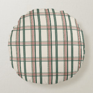 Vintage Groen Bruin Karo Esthetiek Rond Kussen