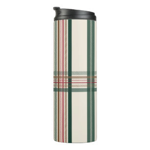 Vintage groen bruin ruitjes esthetiek thermosbeker